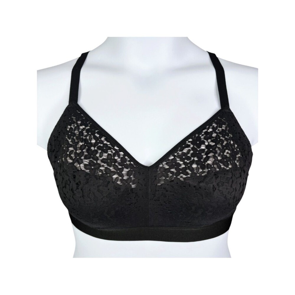 Chantelle Norah Comfort Supportive Wirefree Bra sz 36D * Black Lace Wireless